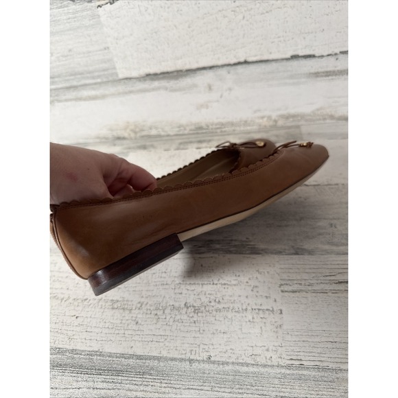 Ralph Lauren Glennie Flats Polo Tan Super Soft Leather Size 10B - Picture 5 of 13